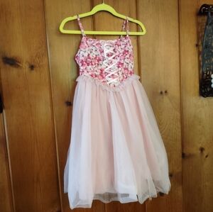 Girls 6Y Renaissance Fairy Floral Pink Tulle Dress Costume